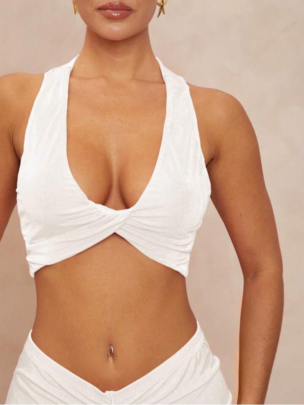 White Two-Piece Ruched Maxi Set - Picture 3 of 3